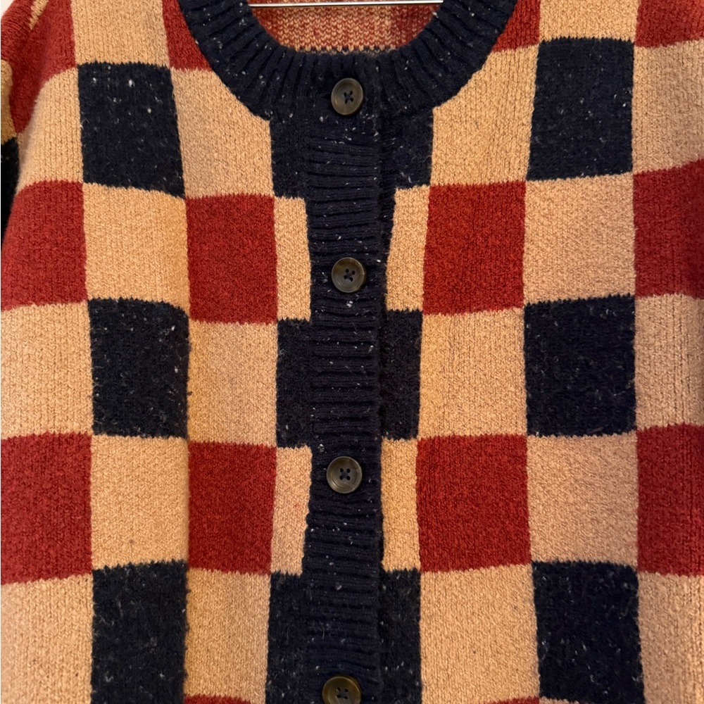 Madewell Checkered Colburne Cardigan Sweater in Coziest Textured Yarn - Picture 3 of 8